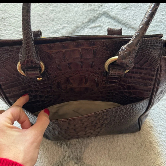 Brahmin Arianna Onyx Stanton Tote Leather Shoulder Bag brown croc embossed - Picture 14 of 15